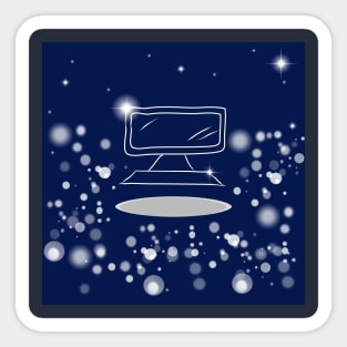 Computer monitor, modern technology with dark blue color background Sticker